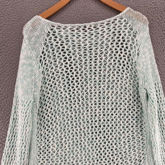 Tommy Bahama Sweater Womens Extra Large Blue Crochet Open Knit Linen Blend Beach - Picture 4 of 9